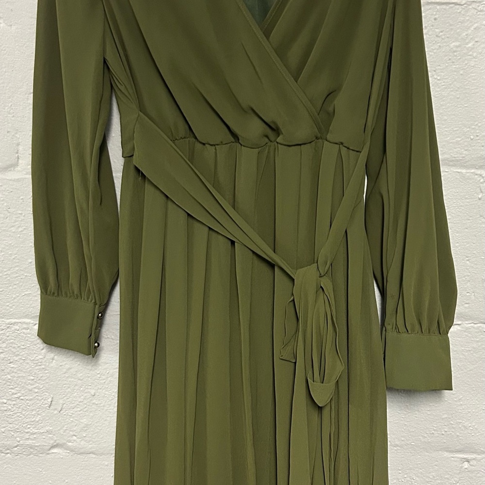 Baltic Born Elegant Olive Green Wrap Dress